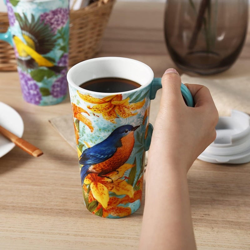 TZSSP Ceramic Mug Coffee Porcelain Latte Tea Cup 17oz Magpie Bird - Image 2