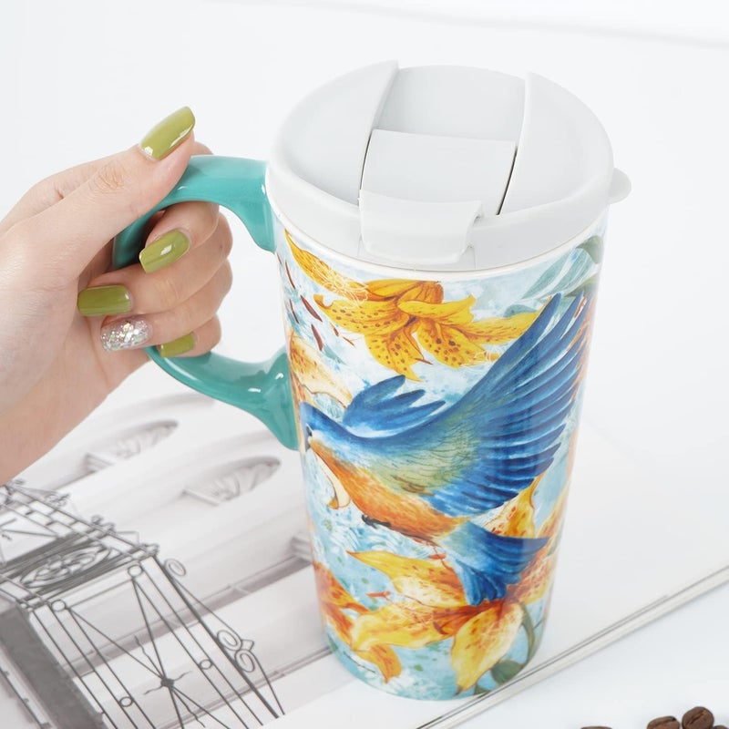 TZSSP Ceramic Mug Coffee Porcelain Latte Tea Cup 17oz Magpie Bird - Image 3