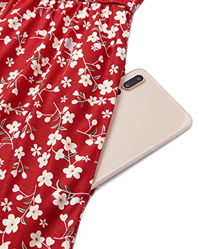 OUGES Women's Spring Dresses for Women 2025 Summer Short Sleeve V-Neck Floral Short Party Dress with Pockets(FloralZ15-419,L) - Image 5
