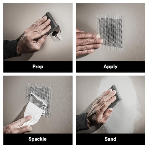 3M High Strength Small Hole Repair Kit, Inlcudes Spackling Compound, Putty Knife, Sanding Sponge, and Self-Adhesive Patch, For Hole Repairs Up To 3" in Diameter, Easy Wall Repair (SHR-SIOCKIT) - Image 3