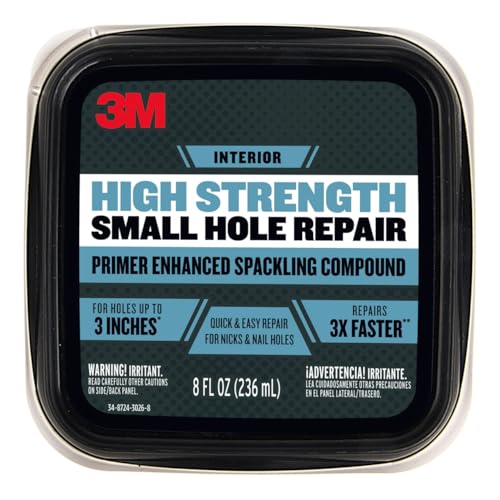 3M High Strength Small Hole Repair Kit, Inlcudes Spackling Compound, Putty Knife, Sanding Sponge, and Self-Adhesive Patch, For Hole Repairs Up To 3" in Diameter, Easy Wall Repair (SHR-SIOCKIT) - Image 5