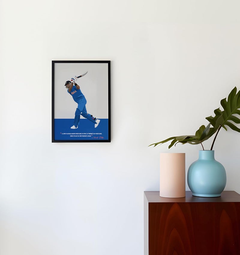 QUOTE - UNQUOTE ART QUOTE UNQUOTE ART Virat Kohli Poster Framed Sports Posters Original Cricket Posters for Wall 13x17 inches Black Frame - Image 3
