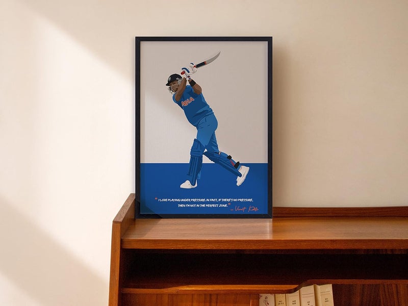 QUOTE - UNQUOTE ART QUOTE UNQUOTE ART Virat Kohli Poster Framed Sports Posters Original Cricket Posters for Wall 13x17 inches Black Frame - Image 2