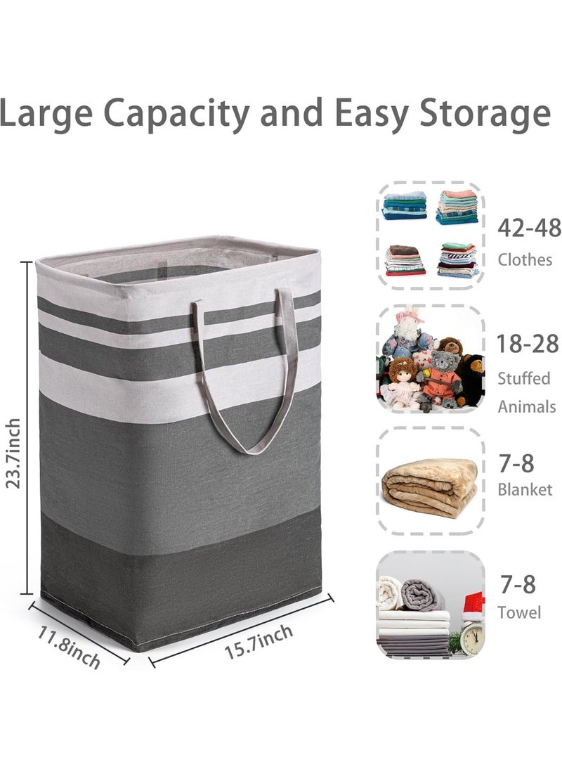 ZOOMEE 2-Pack Laundry Hamper Baskets 75L, Waterproof Freestanding Collapsible with Easy Carry Handles, Gradient Grey - Image 3