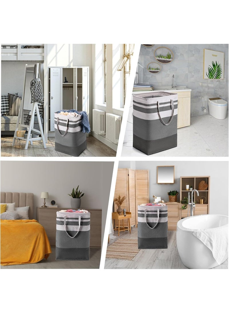 ZOOMEE 2-Pack Laundry Hamper Baskets 75L, Waterproof Freestanding Collapsible with Easy Carry Handles, Gradient Grey - Image 4