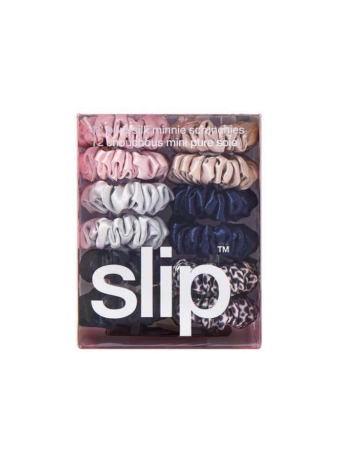 SLIP Silk Pure Silk Minnie Scrunchies Classic 100% Pure 22 Momme Mulberry Silk Scrunchies For Women Hairfriendly Scrunchies Set In Pink Caramel Silver Navy Leopard & Black (12 Scrunchies) - Image 2