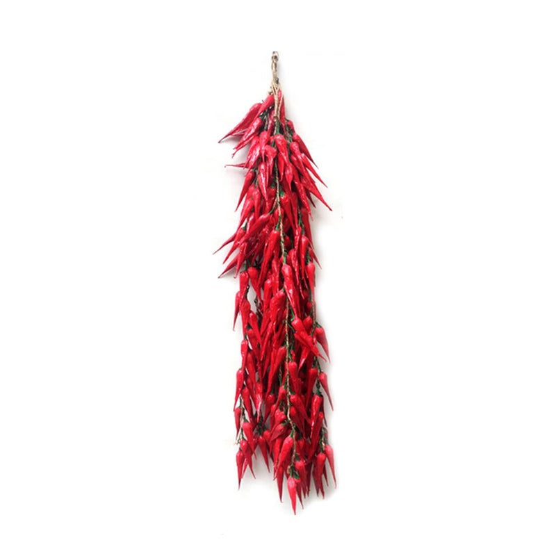 Fevoila 5 Strings Simulation Artificial Lifelike Fake Vegetable Artificial Garlic Red Pepper Onion Hanging String Foam Vegetables for Home Kitchen Decor Photography Props (Red Chili) - Image 1