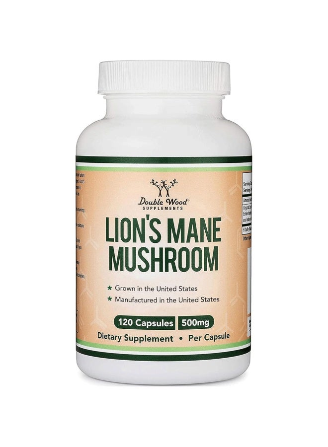 Double Wood Supplements Organic Lion’s Mane Mushroom Capsules – 120 Count Double Wood Supplements - Image 1