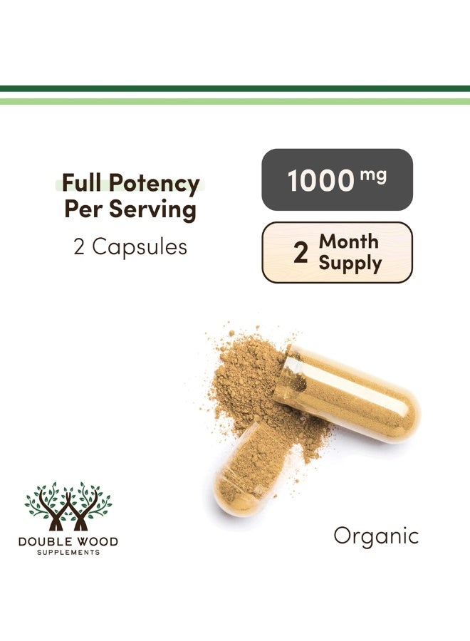 Double Wood Supplements Organic Lion’s Mane Mushroom Capsules – 120 Count Double Wood Supplements - Image 3