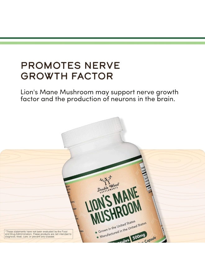 Double Wood Supplements Organic Lion’s Mane Mushroom Capsules – 120 Count Double Wood Supplements - Image 4