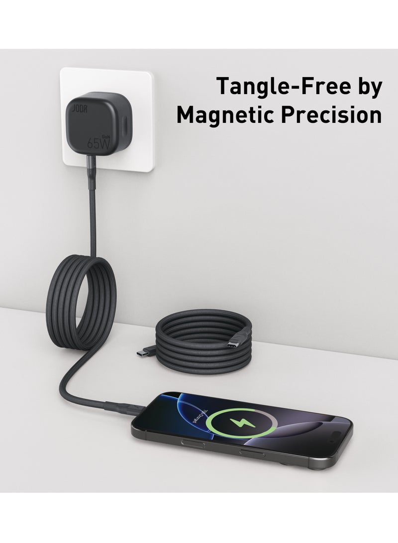 جودا كابل JODA MagRoll 60 المغناطيسي: شحن سهل وسريع (60 واط، USB-C إلى C، 1.2 متر، أسود) - Image 5