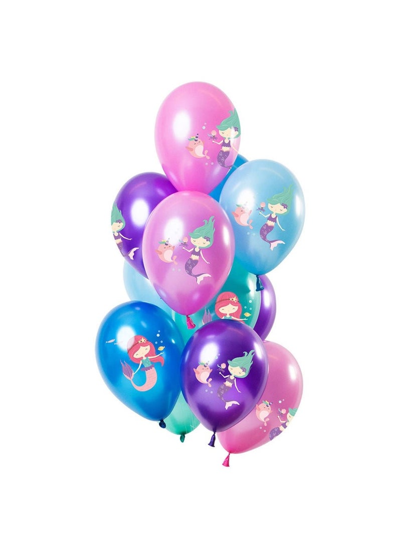 فولات بالونات حورية البحر بألوان معدنية متنوعة، 30 سم، عبوة من 12 قطعة