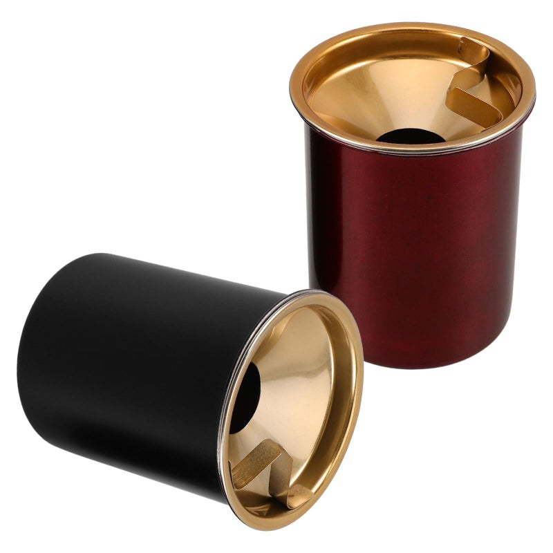 Windproof Stainless Steel Ashtray Set 2pc Crimson Ebony Outdoor Ash Holder - Image 2