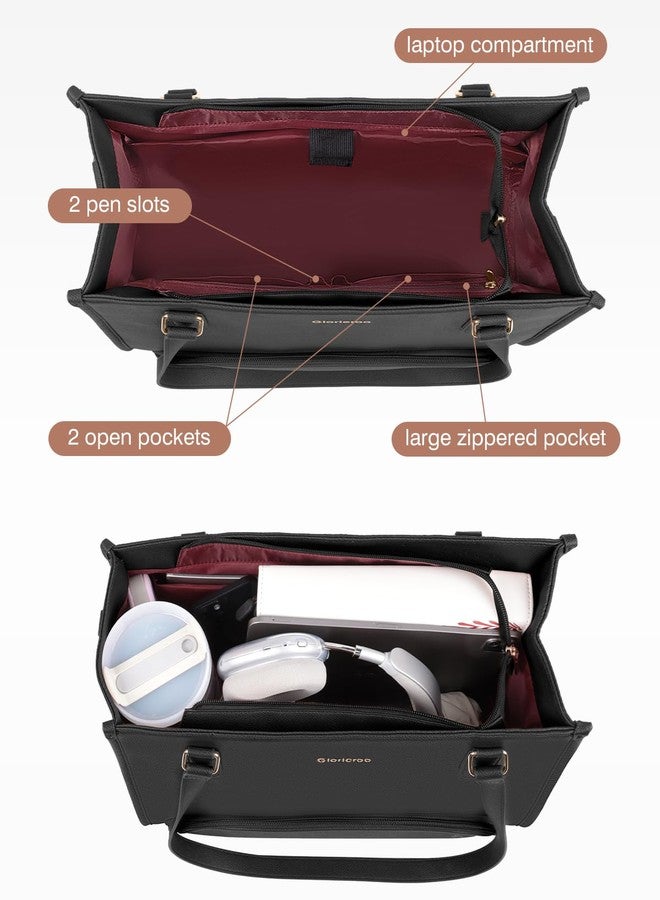 GLORIEROO Laptop Tote Bag with Lunch Compartment for Women - 15.6 Inch Computer Vegan Leather Work Bag Handbag, Large Insulated Leakproof Lunch Box Bag with Shoulder Strap - Image 5