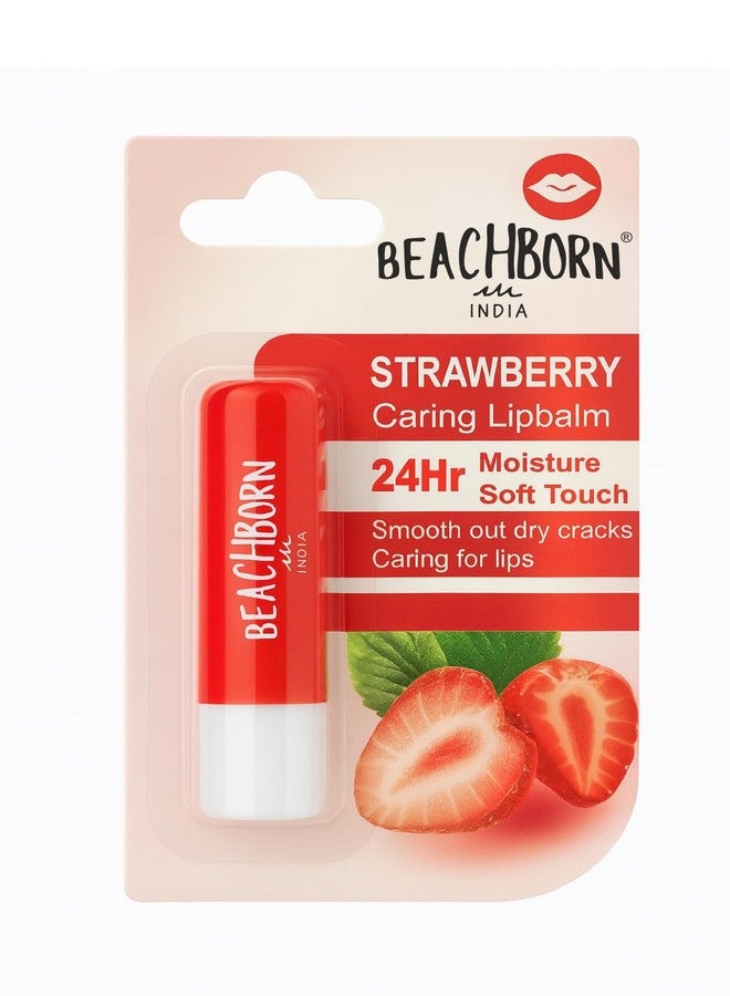BEACHBORN Caring Lip Balm with 24Hr Moisture, Strawberry Flavor, Soft Touch Formula for Dry Crack Prevention - Image 1