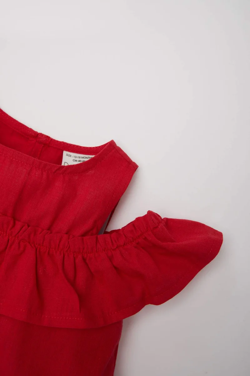 DeFacto Baby Girl Crew Neck Flam Poplin Blouse