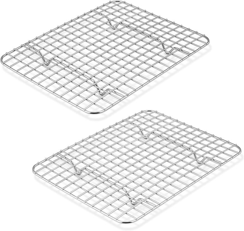 P&P CHEF 9.75 Inch Cooling Baking Rack Set of 2, Stainless Steel Grid Cooking Racks for Roasting Drying Grilling, Oven & Dishwasher Safe, Heavy Duty & Healthy - Image 1
