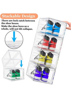 Generic Stackable Shoe Box Large Shoe Storage Box Plastic Clear Sneaker Display Box with Magnetic Door for Shoes, Hat, Bags and Closet Organizer and Display  - Image 3