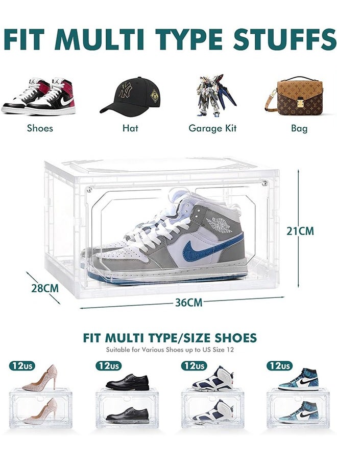 Generic - Stackable Shoe Box Large Shoe Storage Box Plastic Clear Sneaker Display Box with Magnetic Door for Shoes, Hat, Bags and Closet Organizer and Display - Image 1