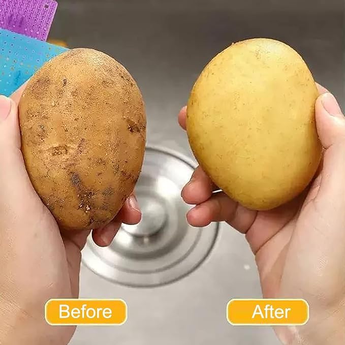 VUNEXO VUNEXO Silicone Fruit and Vegetable Cleaning Brush with Handle Flexible Kitchen Cleaning Tools White Pack2  - Image 5
