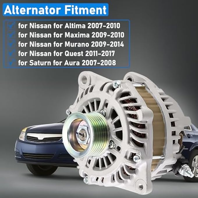 BOMLING Alternator 11341 Fit for Nissan Altima 2007-2010 3.5L for Maxima 2009-2011 3.5L for Murano 2009 3.5L Replaces 23100-1AA1A 23100-1AA1B 23100-JA11A 23100-JA11AR - Image 3
