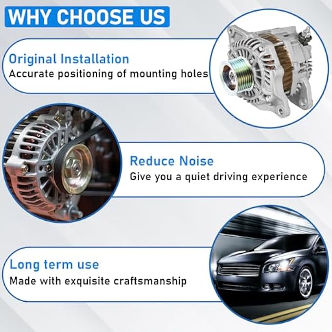 BOMLING Alternator 11341 Fit for Nissan Altima 2007-2010 3.5L for Maxima 2009-2011 3.5L for Murano 2009 3.5L Replaces 23100-1AA1A 23100-1AA1B 23100-JA11A 23100-JA11AR - Image 4