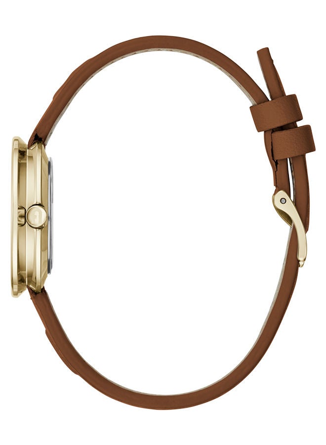 Furla ساعة فورلا إسينشال للنساء بمينا بلون الشمبانيا وحزام جلدي بني - Image 2