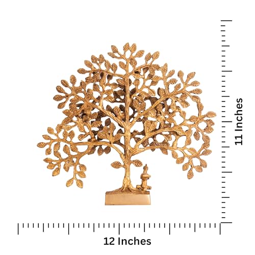 The Advitya Brass Kalpavriksha Tree Home Decor Showpiece Vastu Feng Shui Decorative Item for Office Desk |Living Room Festive Decor Diwali Gift House Warming Gift (11 Inch) - Image 4