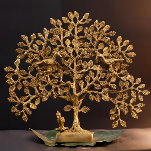 The Advitya Brass Kalpavriksha Tree Home Decor Showpiece Vastu Feng Shui Decorative Item for Office Desk |Living Room Festive Decor Diwali Gift House Warming Gift (11 Inch) - Image 1