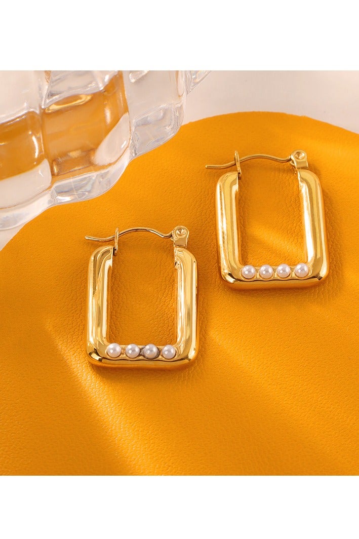 Square hoop earrings with shiny cubic zirconia stones made of stainless steel, resistant to rust and discoloration - Women's accessories - Women's stainless accessories - Jewelry - Accessories