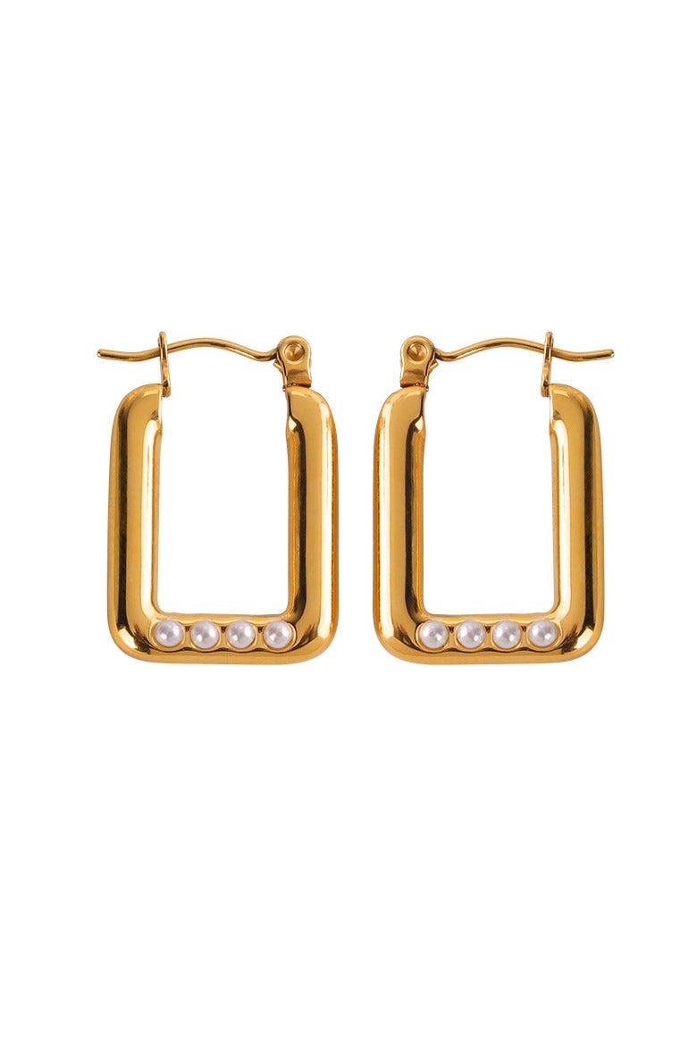 Square hoop earrings with shiny cubic zirconia stones made of stainless steel, resistant to rust and discoloration - Women's accessories - Women's stainless accessories - Jewelry - Accessories