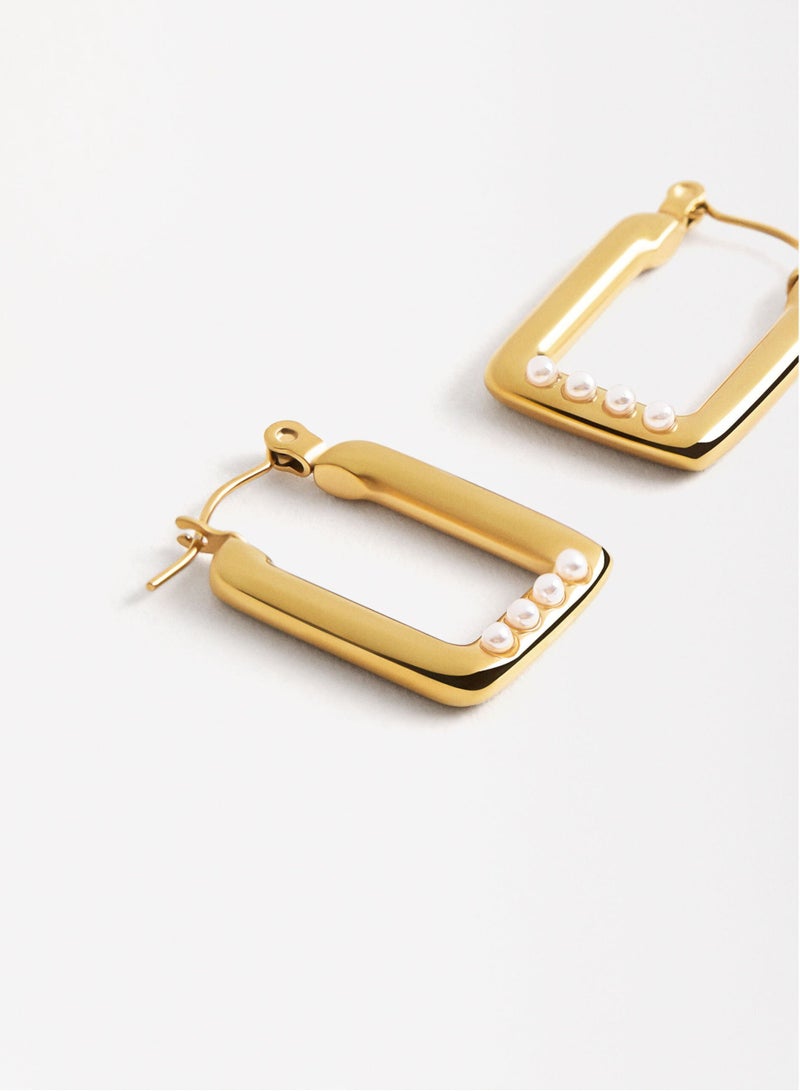 Square hoop earrings with shiny cubic zirconia stones made of stainless steel, resistant to rust and discoloration - Women's accessories - Women's stainless accessories - Jewelry - Accessories