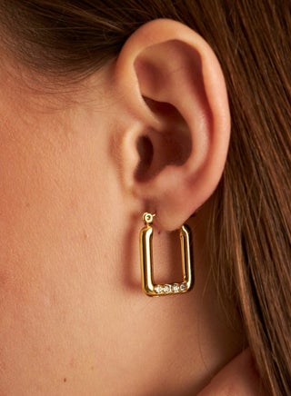 Square hoop earrings with shiny cubic zirconia stones made of stainless steel, resistant to rust and discoloration - Women's accessories - Women's stainless accessories - Jewelry - Accessories - pzsku/ZBF1AFBEA35D459AD83C3Z/45/1755050312/98c3b25d-cb1f-4d55-bfdd-6fa6b45c6bfd