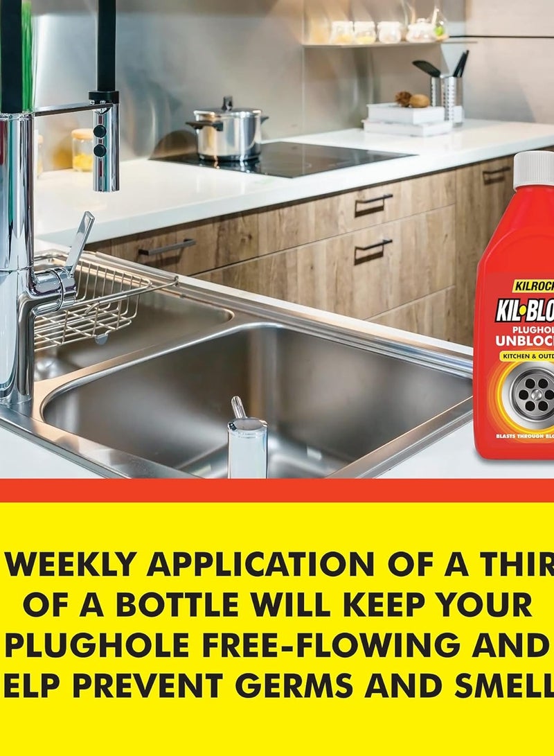 KILROCK Kil Block Plughole Unblocker Kitchen & Outdoor 500 ML - Image 2