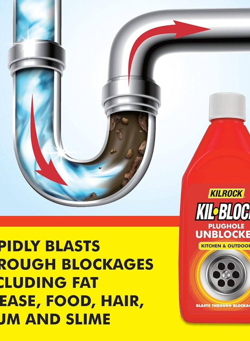 KILROCK Kil Block Plughole Unblocker Kitchen & Outdoor 500 ML - Image 4