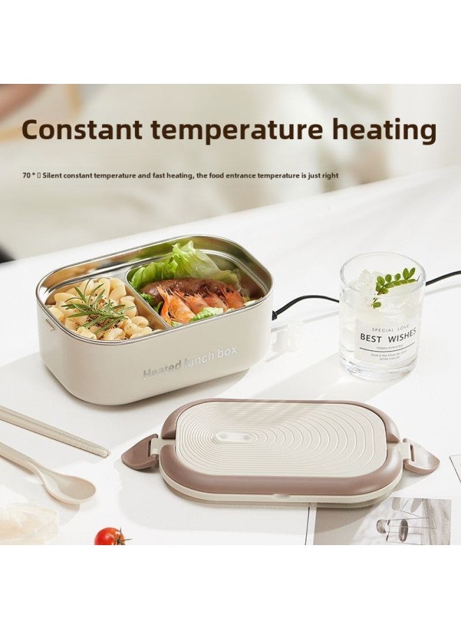 Electric Lunch Box Constant Temperature Plug-in Portable Office Student's Dormitory Lunch Box Water-Free Heating Insulation Lunch Box-Specifications:Milk Coffee Color  1.2l - Image 3