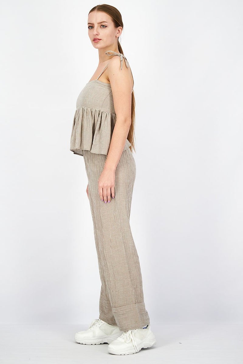 XOXO Women 2 Piece Stripe Top And Bottom Sleepwear Set, Grey and White - Image 2