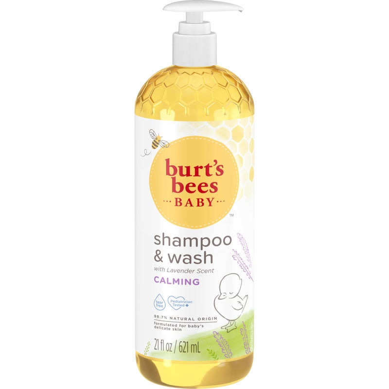 Burt's Bees Baby Shampoo and Body Wash with Lavender, Calming Tear Free Baby Soap, 98% Natural Origin, 21 Fl Oz - Image 1