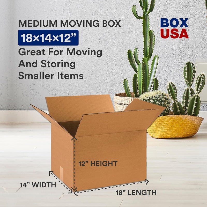 BOX USA Moving Boxes 18"L x 14"W x 12"H (10-Pack) + Packaging Tape 2" x 25yd (1-Pack) - Moving Supplies Bundle - Image 2