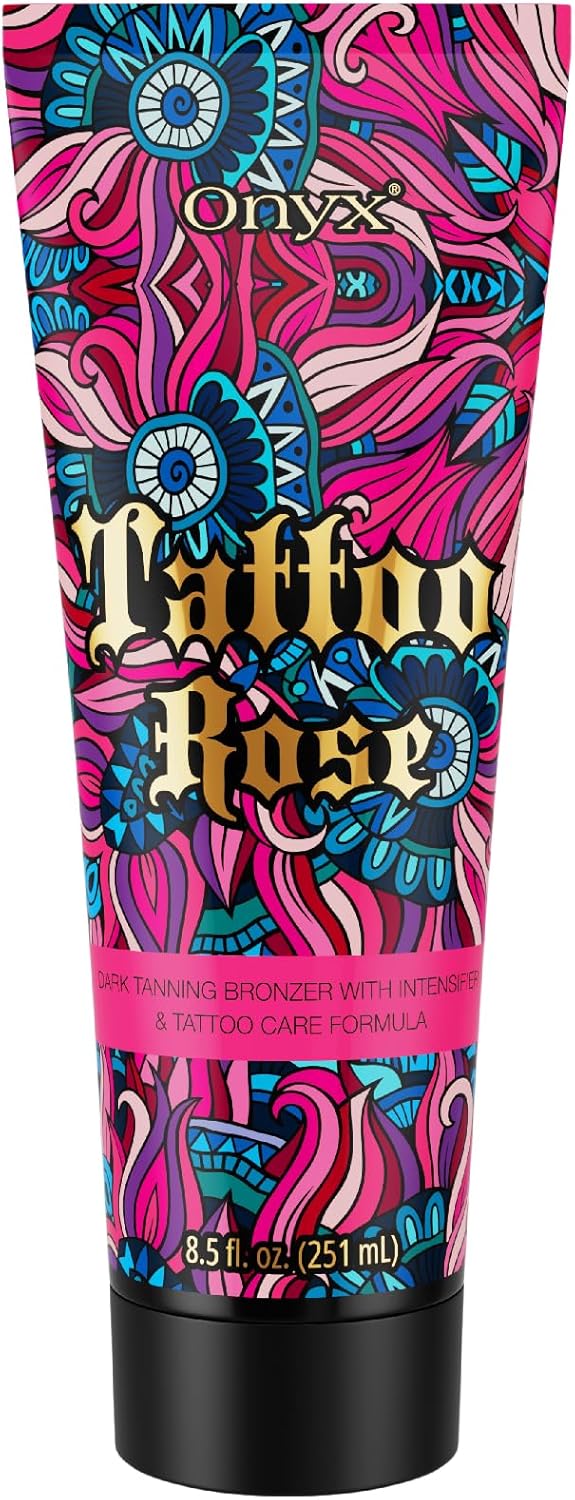 Onyx Tattoo Rose Bronzing Accelerator Sunbed Cream for Tattooed Skin Indoor Outdoor Tan Enhancer with Hydration Smooth Even StreakFree Finish LongLasting Tattoo Care Dark Tan Results