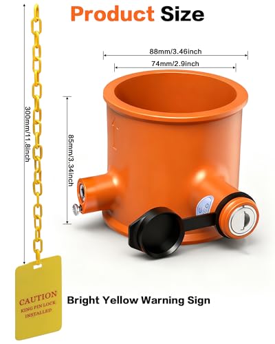 IZTOSS 5th Wheel Lock Heavy Duty Solid Steel King Pin Lock with AntiTheft Warning Tag Waterproof for RVs Container Trailers and Campers - Image 3