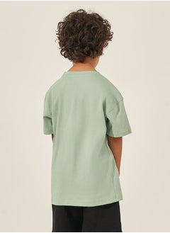 Styli Solid Oversized T-Shirt with Badge Detail  - Image 4