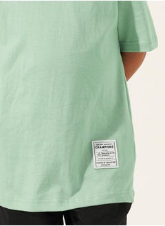 Styli Solid Oversized T-Shirt with Badge Detail  - Image 3
