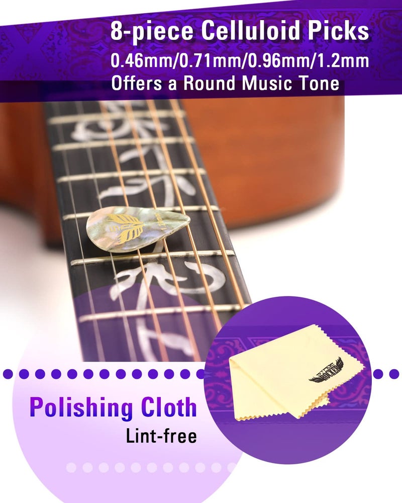 Stage Rocker Guitar Accessories Gift Box for Acoustic and Electric Guitars, Premium Designed Purple Guitar Strap, Picks, Capo, Tuner, Cleaning Cloth, 5-in-1 Essential Gift - Image 5
