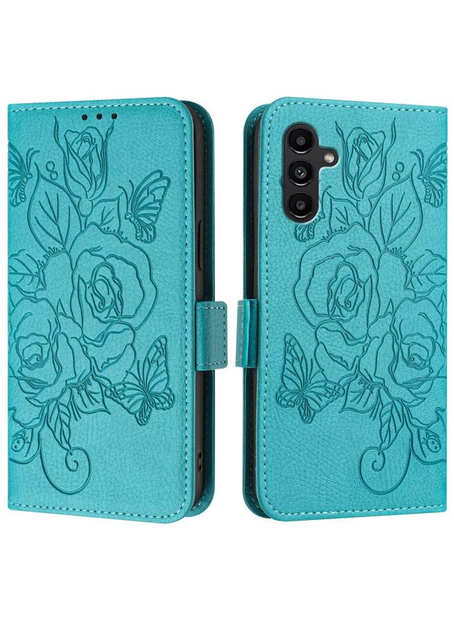 S-TOP Case For Samsung Galaxy A04s / A04 4G / M13 5G Embossed Rose RFID Anti-theft Leather Phone Case - Image 2