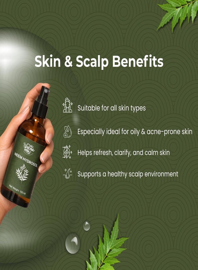 Vriksha Veda Steam Distilled Neem Hydrosol for Skin & Hair Care | Neem Water for Oily-Acne Prone Skin & Dandruff Control | Natural Face Toner | 100ml - Image 3