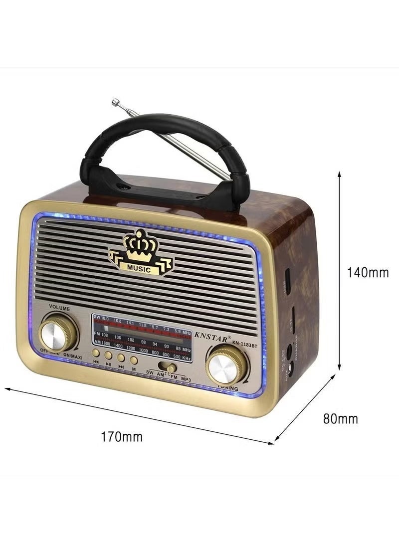 Radio FM - AM - SW Brown wood Bluetooth Portable Audio TF Card USB Flash disk Aux playback - Image 4