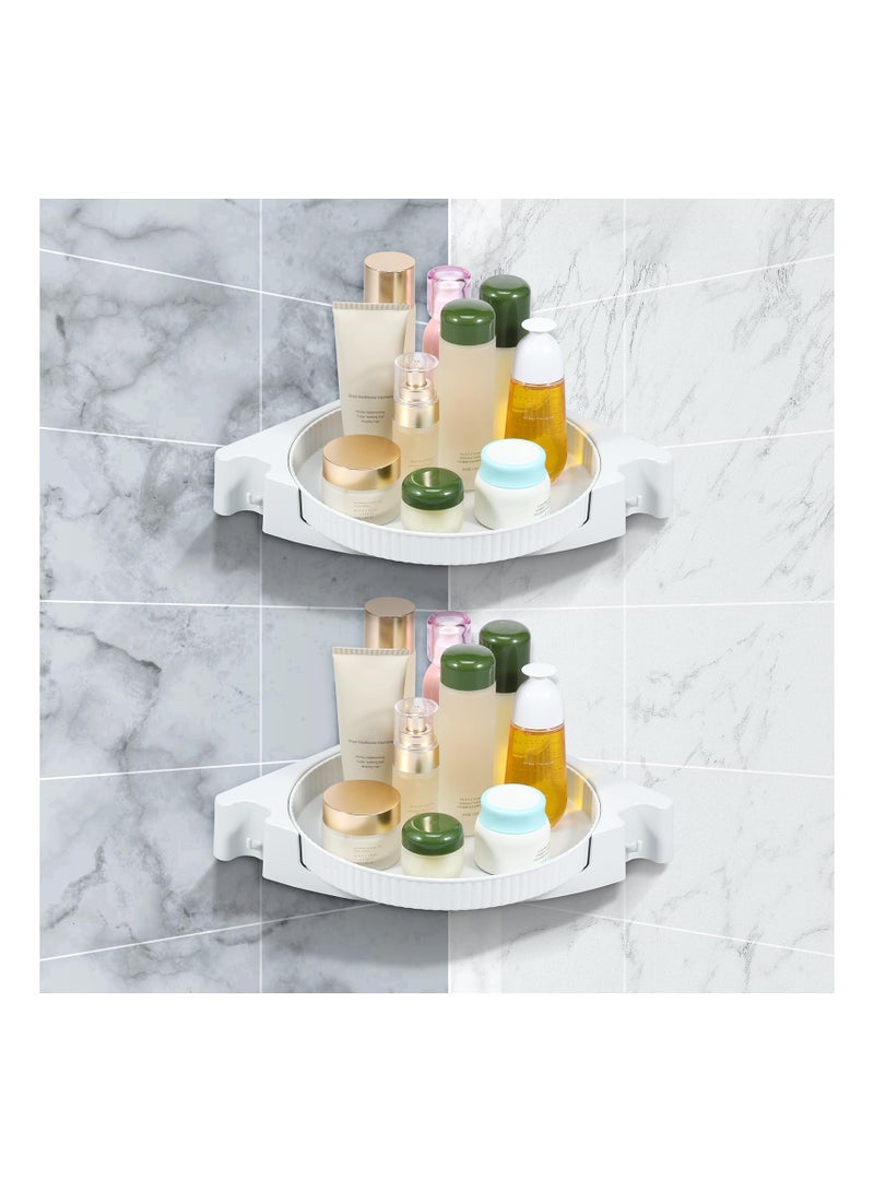 KASTWAVE Corner Shower Caddy 360° Rotating, 2Pcs Shower Organizer Shelves, Large Capacity Corner Shower Caddy, No Drilling Shower Shelf Storage Basket Wall Mounted for Bathroom, Dorm and Kitchen - Light Grey - Image 1