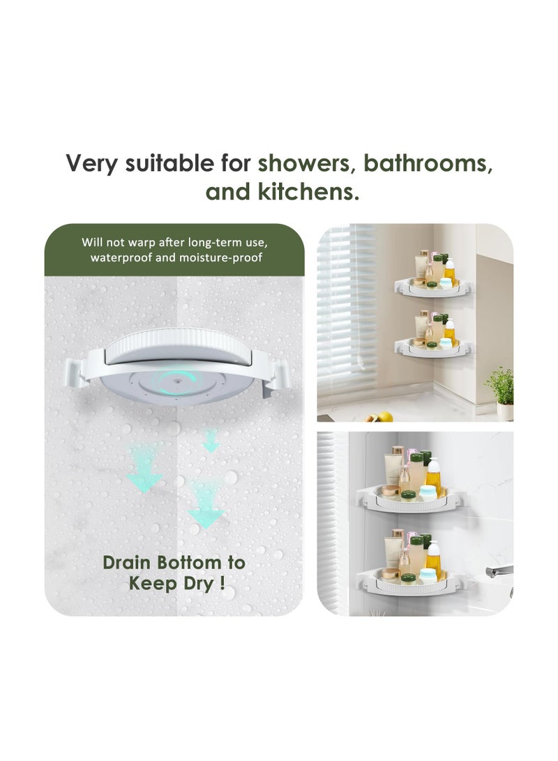 KASTWAVE Corner Shower Caddy 360° Rotating, 2Pcs Shower Organizer Shelves, Large Capacity Corner Shower Caddy, No Drilling Shower Shelf Storage Basket Wall Mounted for Bathroom, Dorm and Kitchen - Light Grey - Image 3