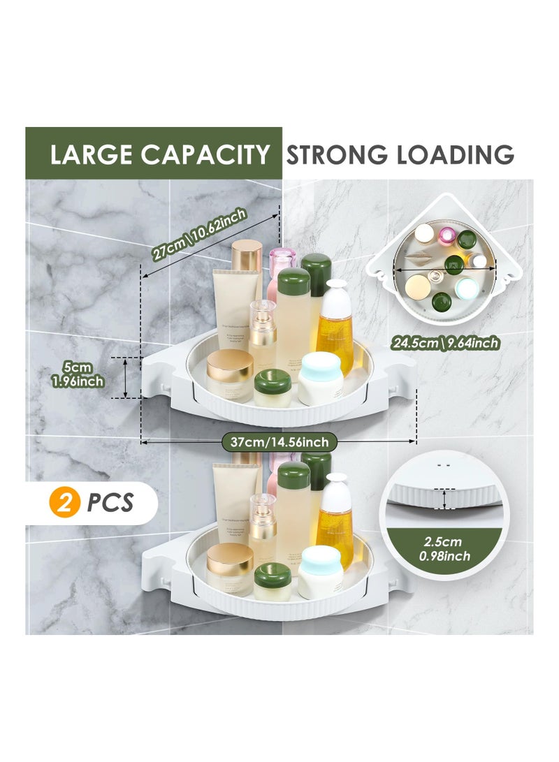 KASTWAVE Corner Shower Caddy 360° Rotating, 2Pcs Shower Organizer Shelves, Large Capacity Corner Shower Caddy, No Drilling Shower Shelf Storage Basket Wall Mounted for Bathroom, Dorm and Kitchen - Light Grey - Image 4